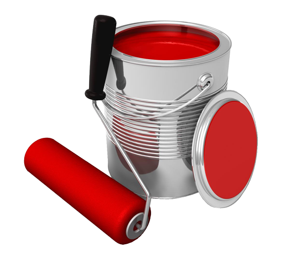 Tin of paint with roller